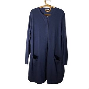 J.Jill Blue Cardigan Women’s Size Large Full Length Pockets‎ Button Down